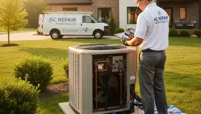 Professional AC repair technician servicing air conditioner unit in Nashville, TN