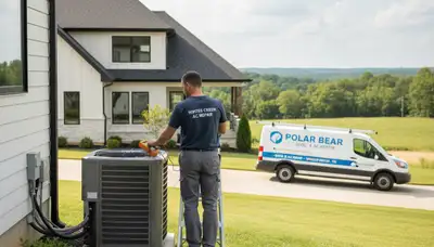 AC technician performing residential air conditioning repair service in Nashville, TN
