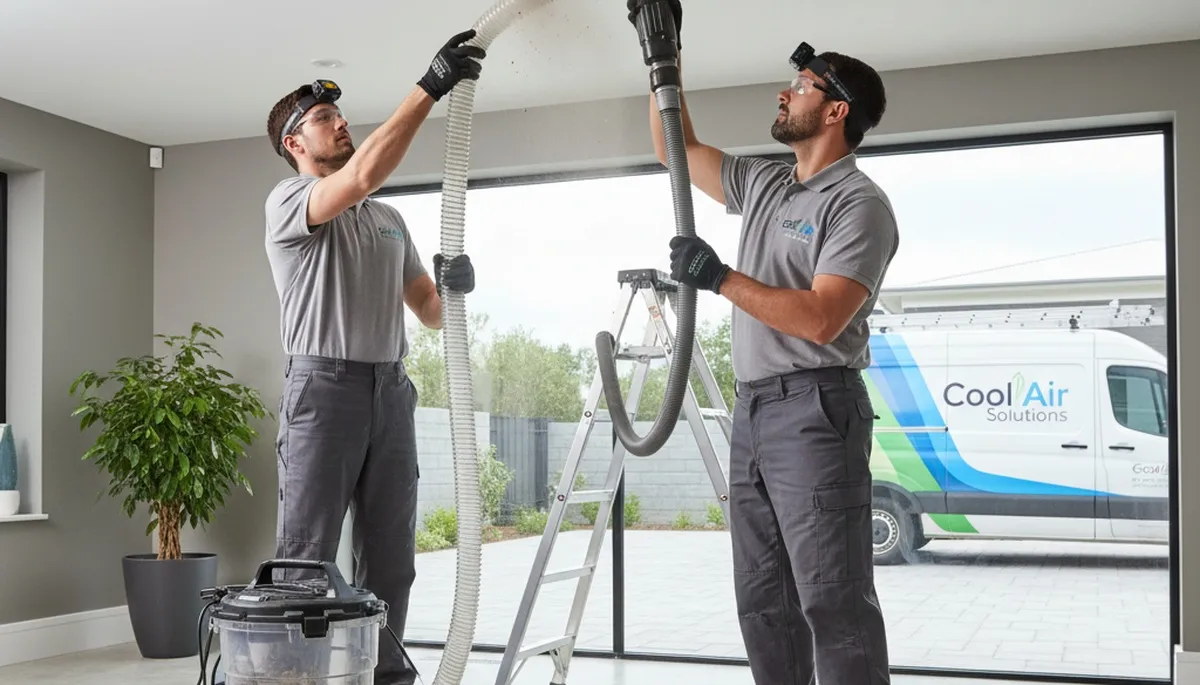 Technician cleaning air ducts in Nashville, TN for Five Star Cooling HVAC service