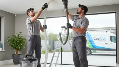 Technician cleaning air ducts in Nashville, TN for Five Star Cooling HVAC service
