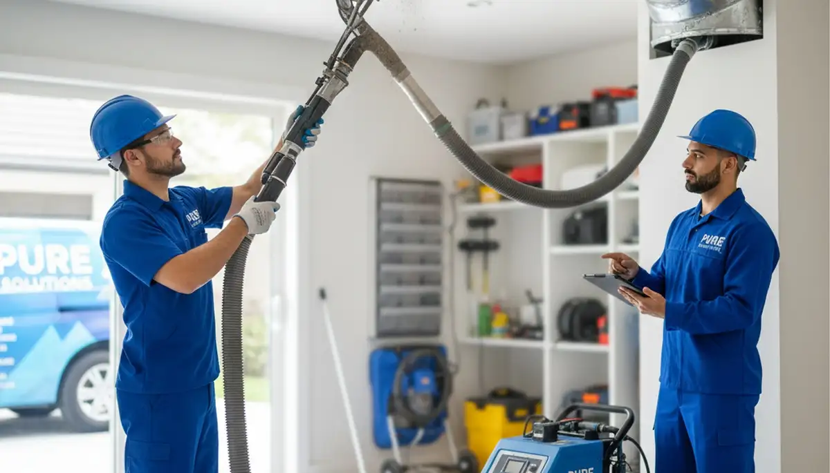 Technician cleaning air ducts in Nashville, TN home for improved HVAC airflow and air quality