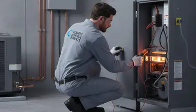Technician performing professional heating repair service in Nashville, TN home
