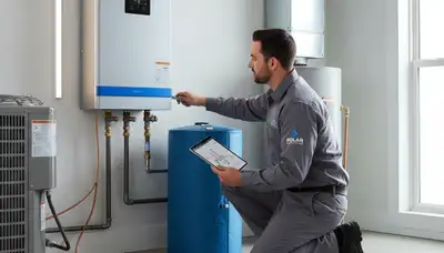 Technician fixing residential water heater in Nashville, TN for Five Star Cooling repair service