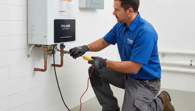 Technician repairing water heater in Nashville TN home | Five Star Cooling expert service